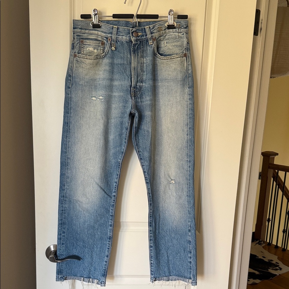 R13 Women's Light Blue Distressed Boyfriend Jean